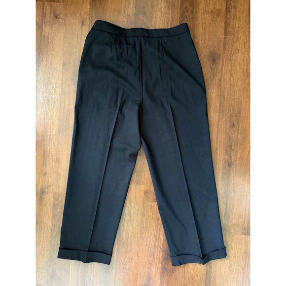 St. John Straight Leg Wool Pleated Dress Pants Career Work Business Black Sz 12 - Picture 2 of 7